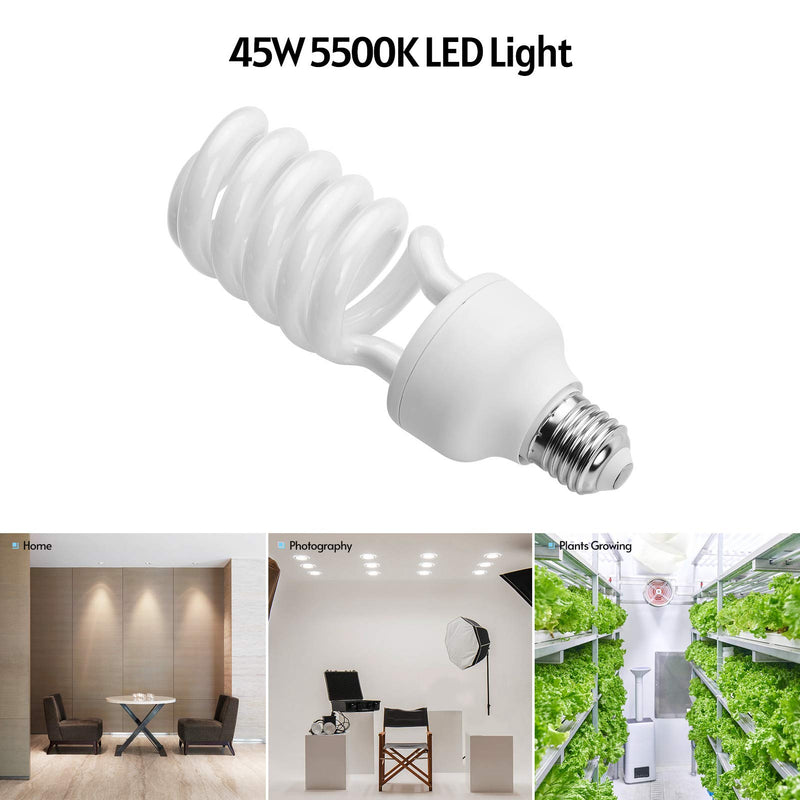 Andoer 45w Spiral Fluorescent Light Bulb 5500k Daylight E27 Socket Studio