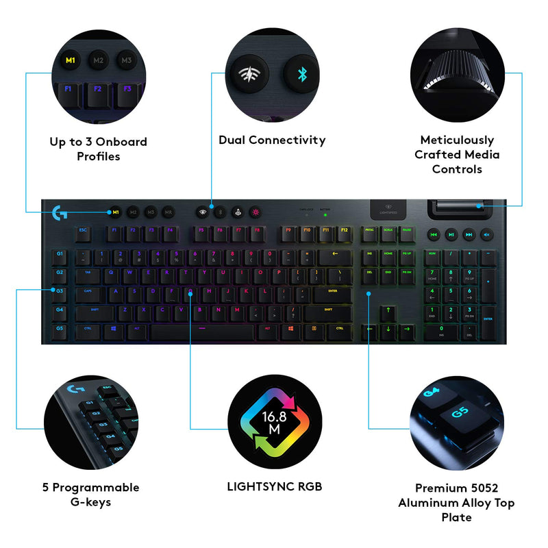 Logitech G915 Wireless RGB Gaming Keyboard Low Profile Black