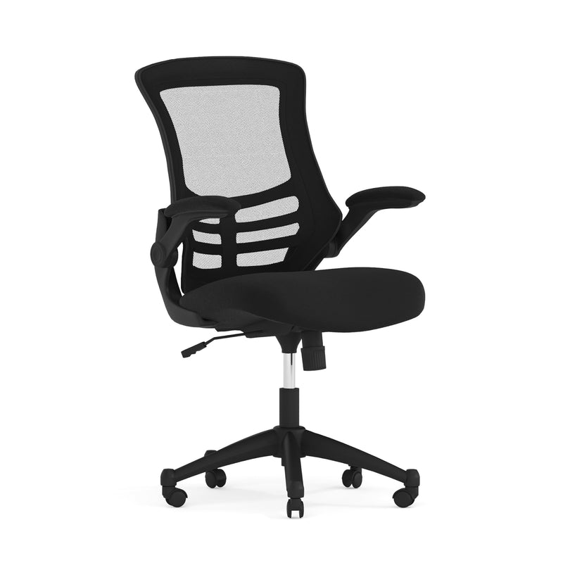 Flash Furniture Mid Back Black Mesh Ergonomic Office Chair With Flip Up Arms