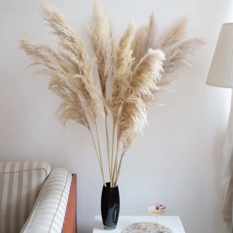 46-Inch Natural Dried Pampas Grass - Boho Decor, 8 Stems Bundle