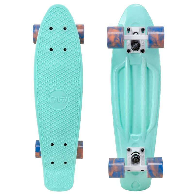 Cal 7 Mini Cruiser Skateboard with Swirl Wheels - 22.5 Inch