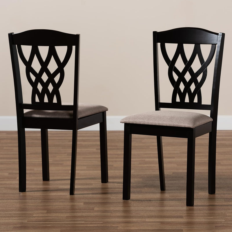 Baxton Studio Delilah Modern Fabric Dining Chair Set Sand & Dark Brown 2 Pk