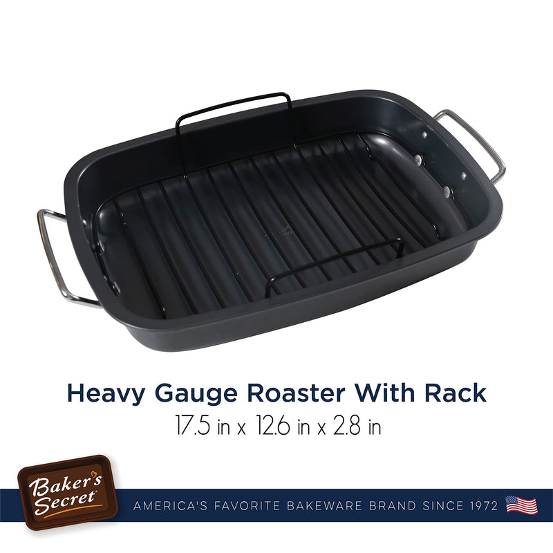 Heavy Duty Dark Gray Roaster with Rack 20" x 14"