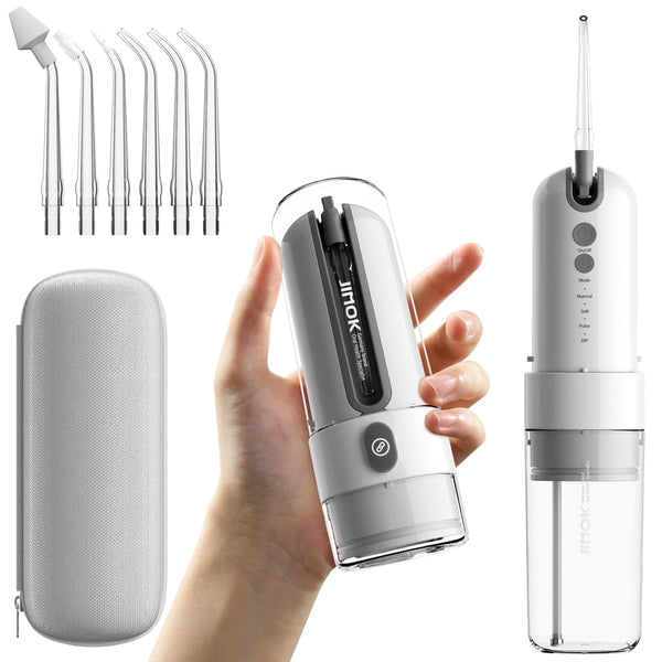 Cordless Water Dental Flosser 4 Modes with 6 Tips - Portable Gray