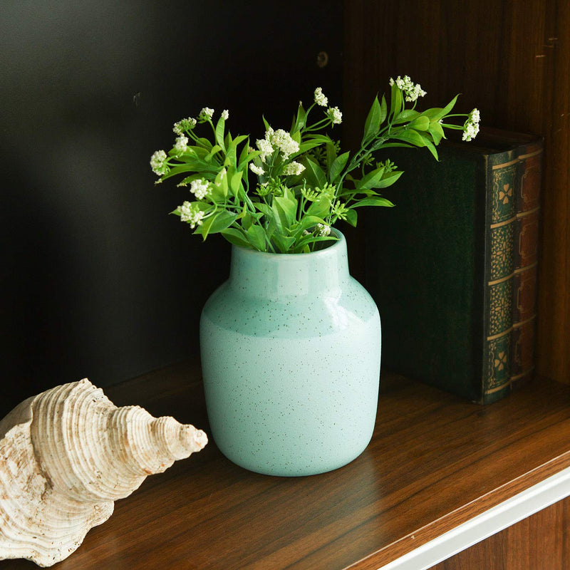 Teal Ceramic Vase for Modern Home Decor, 7.5" Height