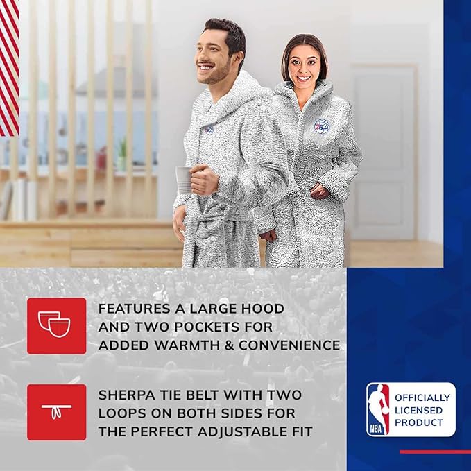 Plush Hooded Sherpa Bath Robe - Philadelphia 76ers Edition 26" x 47"