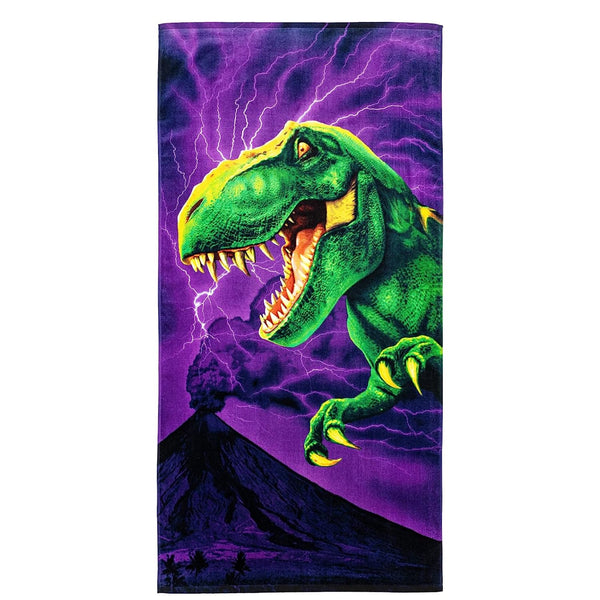 Dawhud Direct T Rex Beach Towel 30x60 Plush Cotton Dinosaur Print for Boys