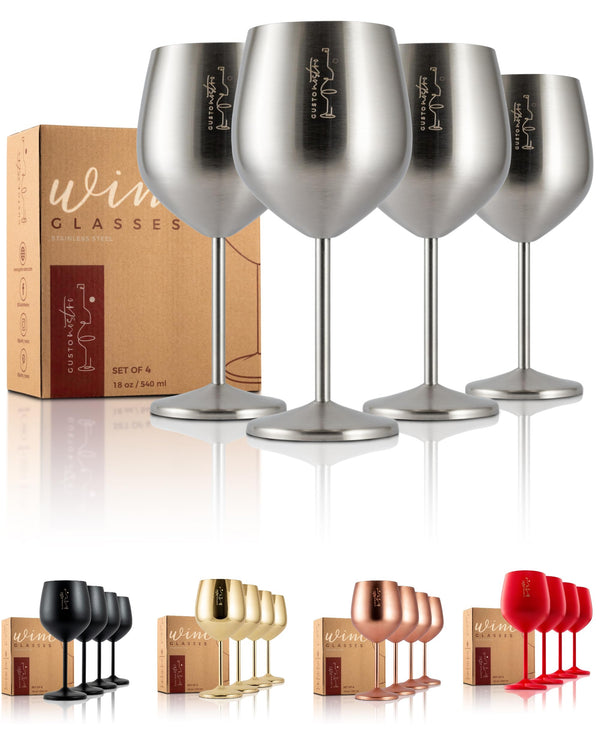 Stainless Steel Wine Glass Set of 4 Elegant Home Accessory