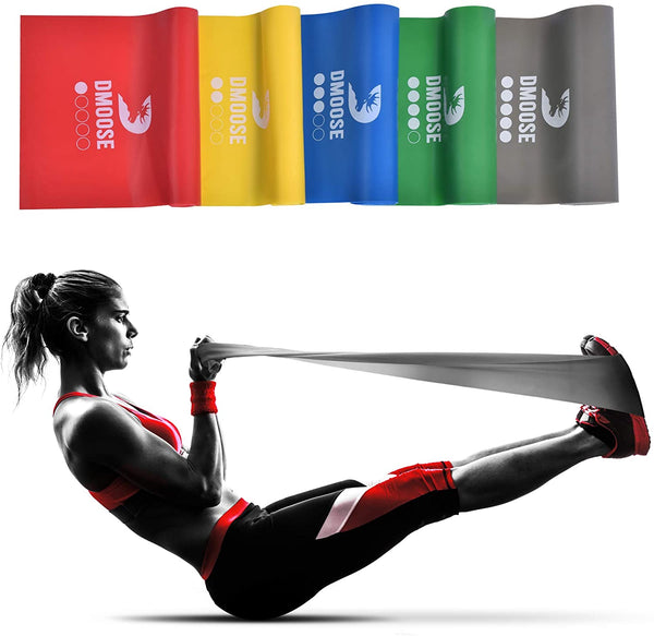 Resistance Bands, 78''x 6'', Red, Yellow and blue, 4pieces
