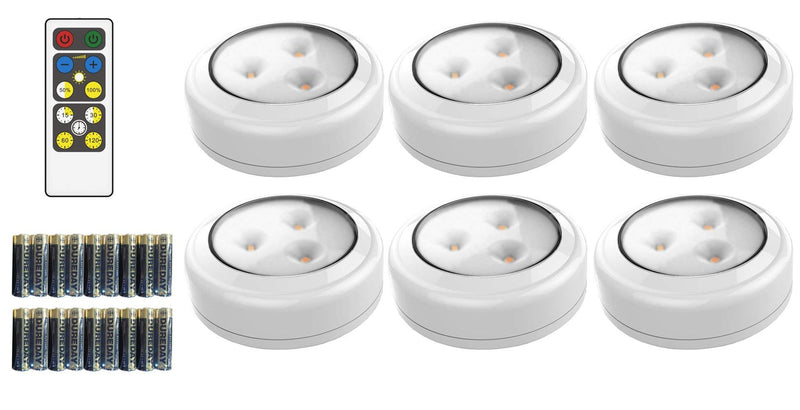 Brilliant Evolution 6pk Tap Lights Led Puck Lights With Remote Battery Powered