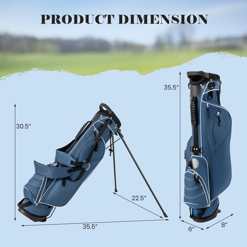 Lightweight Blue Tangkula Golf Stand Bag with 4 Dividers and 4 Pockets