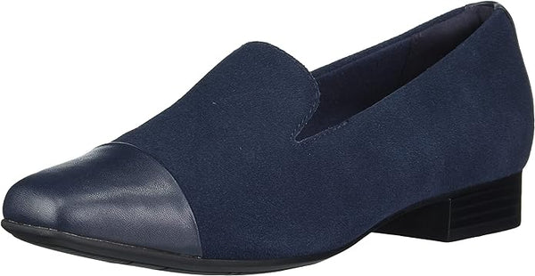 Clarks womens Tilmont Step Loafer, Navy Suede, 6.5 Wide US