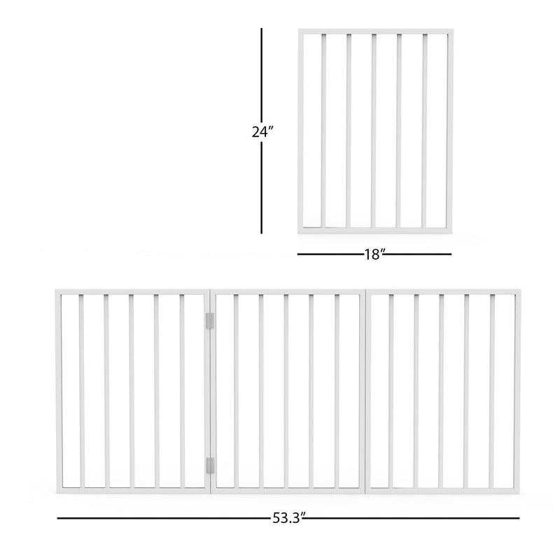 Pet Gate 3 Panel Indoor Foldable Dog Fence 54x24 Inch Dog Gates White