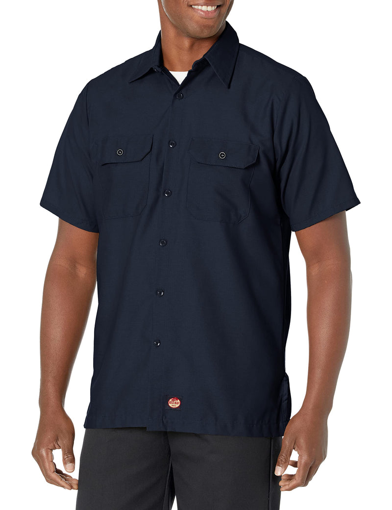 Red Kap Men's Solid Rip Stop Shirt Navy Short Sleeve Large