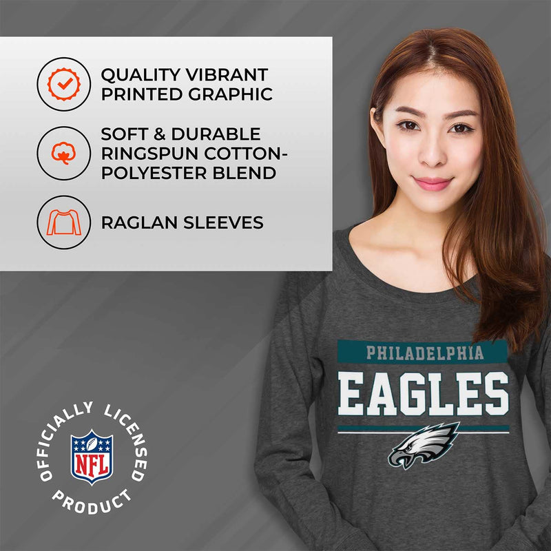 Philadelphia Eagles Women's Charcoal Slouchy Crewneck Pullover X-Large