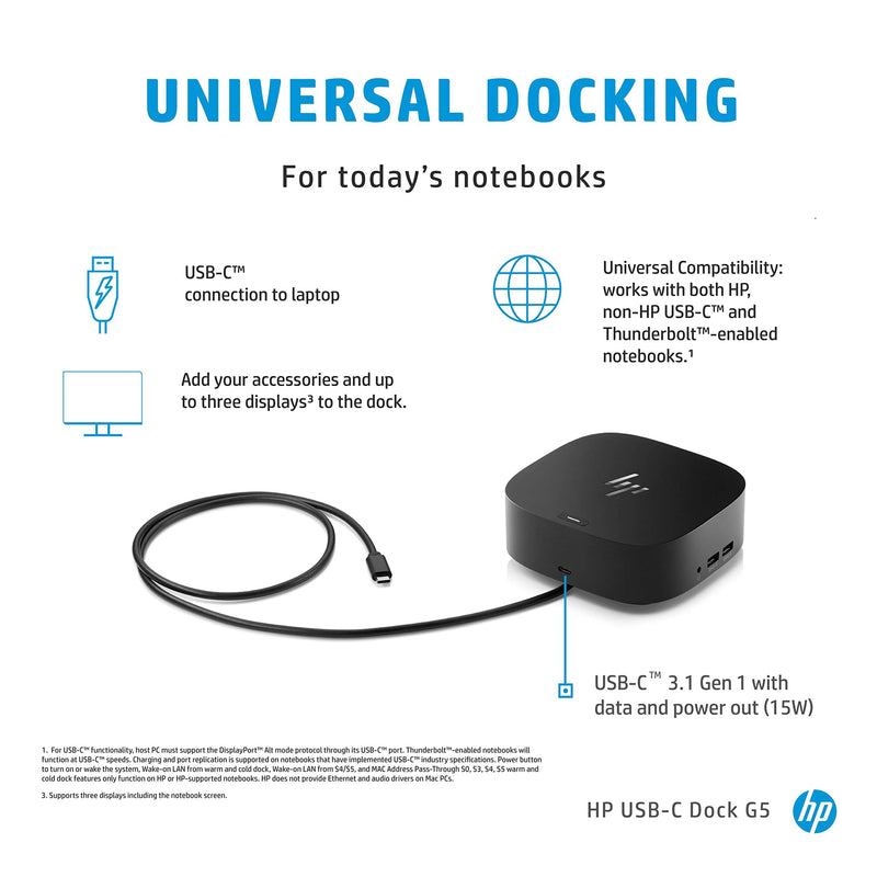 HP USB-C Dock G5 Adapter for Laptops and Notebooks