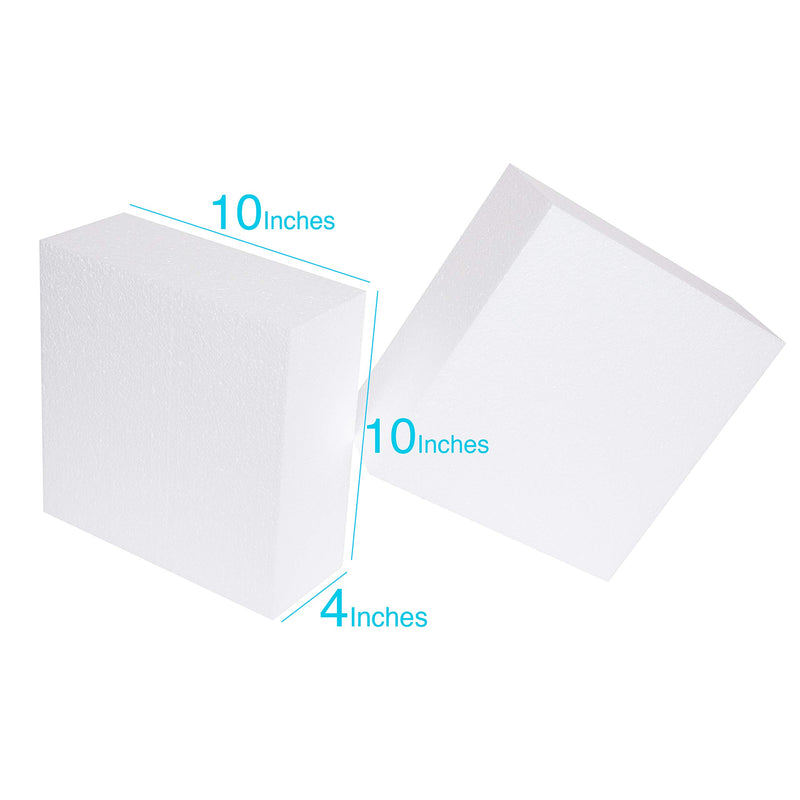 10x10x4 Polystyrene Craft Foam Blocks for DIY & Floral (2-Pack)