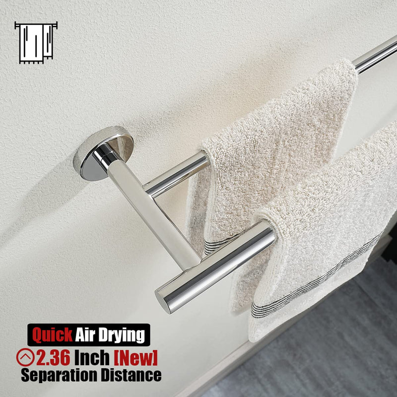 Polished Chrome Double Towel Bar 30 Inch Wall Mount