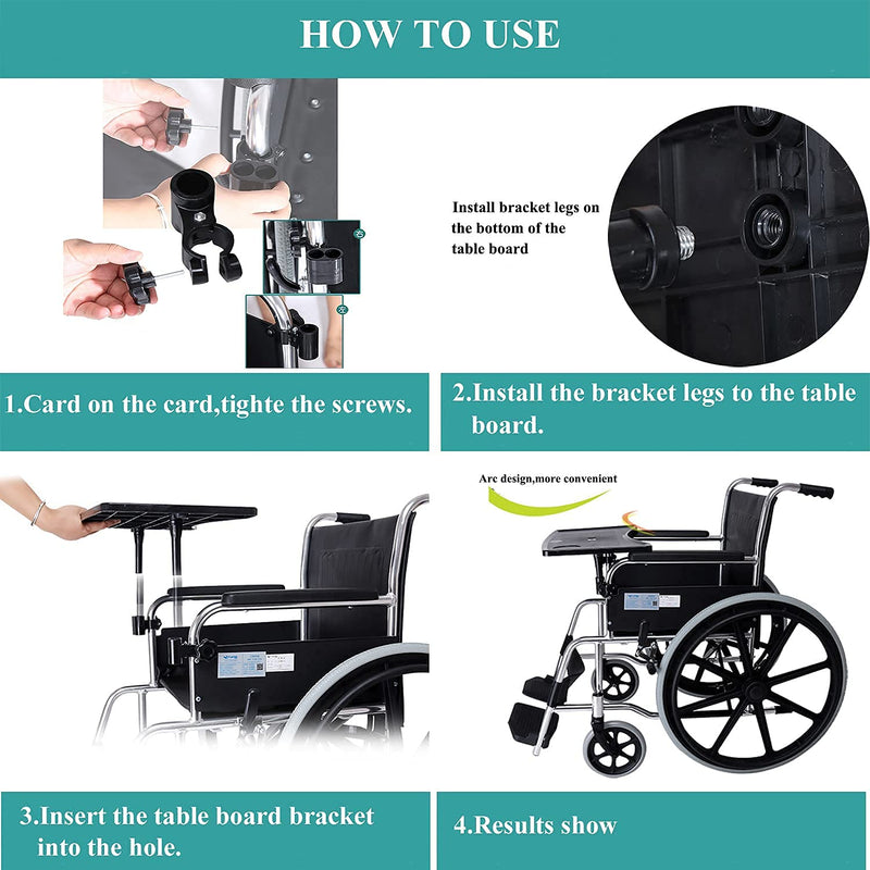 Detachable Wheelchair Tray with Cup Holder - 16" to 20" Arms