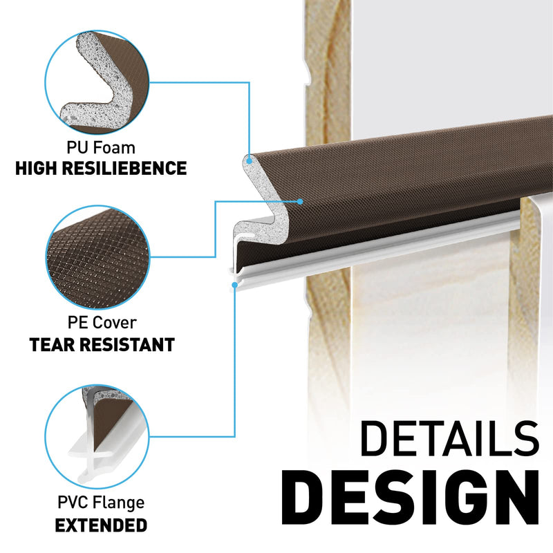 21 Ft Brown Foam Door Soundproof Weather Stripping Seal