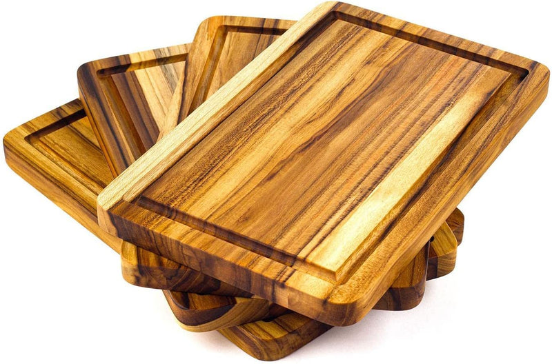 Teak Wood Serving Plates Set of 4 Premium Dinnerware