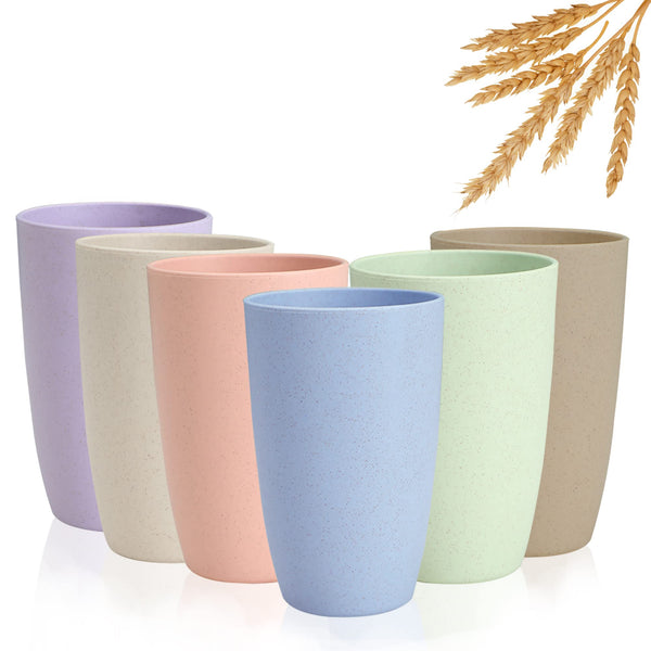 Unbreakable Wheat Straw Drink Cups Set - 20oz, 6 Pack, Multicolor