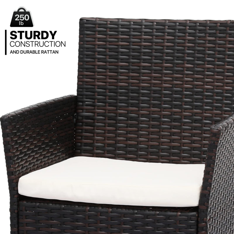 MoNiBloom Outdoor Rattan Patio Furniture Set with Cushions Brown