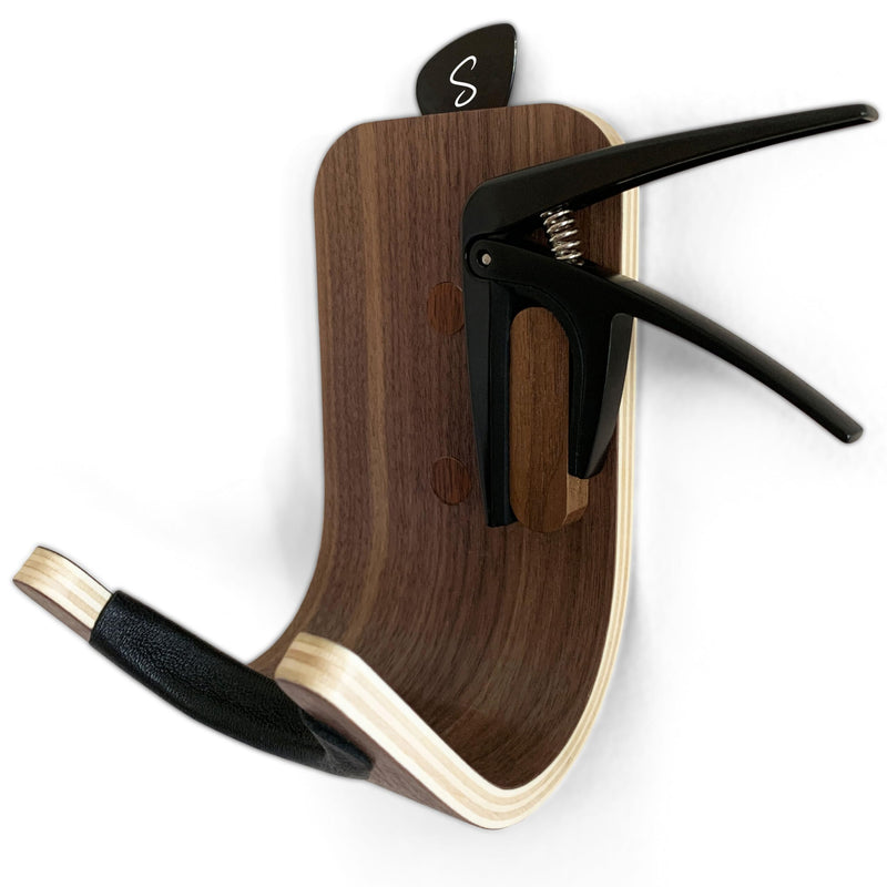 Ecotribe Walnut Color Walnut Guitar Holder for Wall