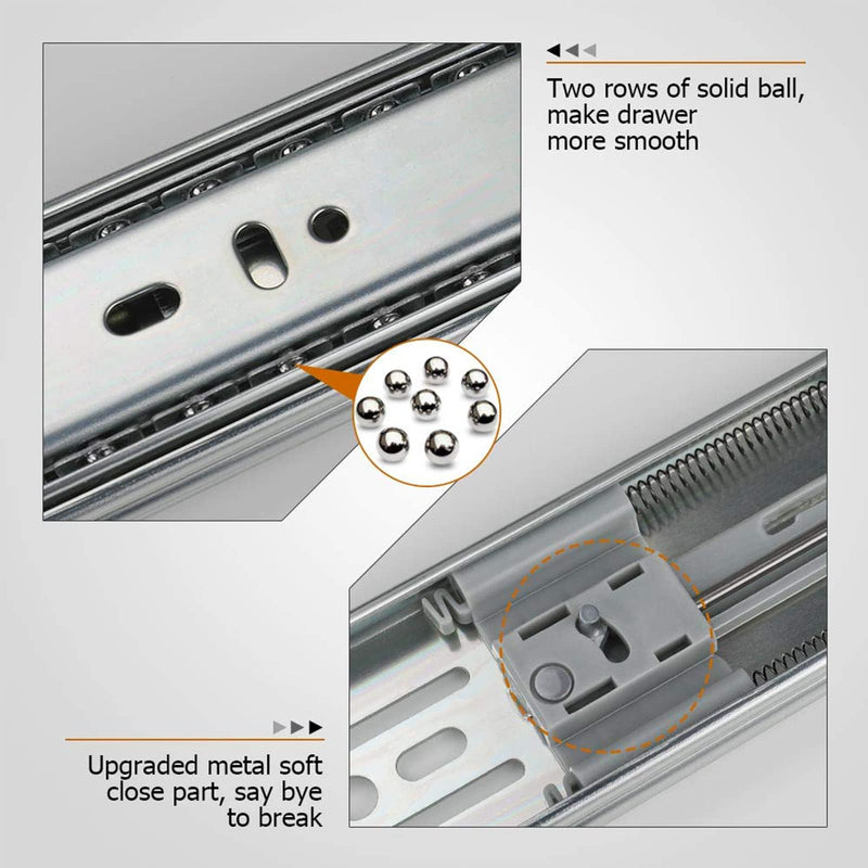 LONTAN 22 Inch Soft Close Heavy Duty Drawer Slides - 100 LB Capacity