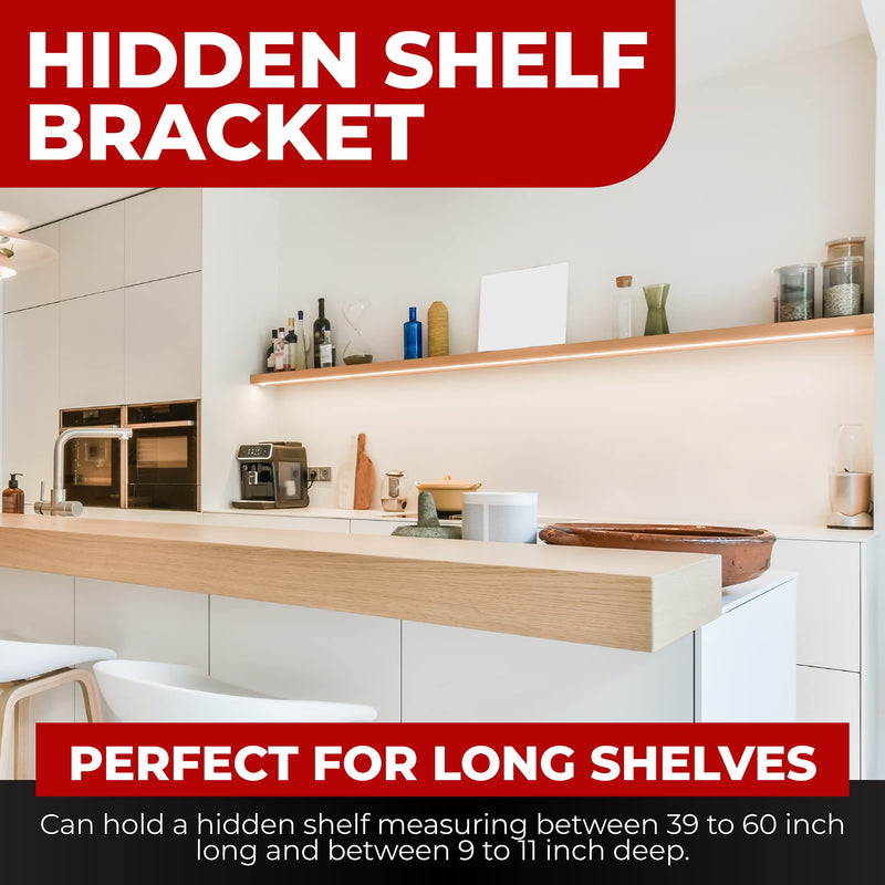 Heavy Duty 38 Inch Floating Shelf Brackets Set of 2 for Long Shelves 8 Inch Rods