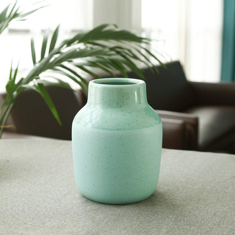 Teal Ceramic Vase for Modern Home Decor, 7.5" Height