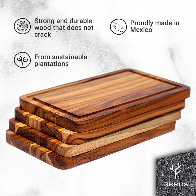 Teak Wood Serving Plate Set Durable Cheese Boards 7.5" X 11.8"