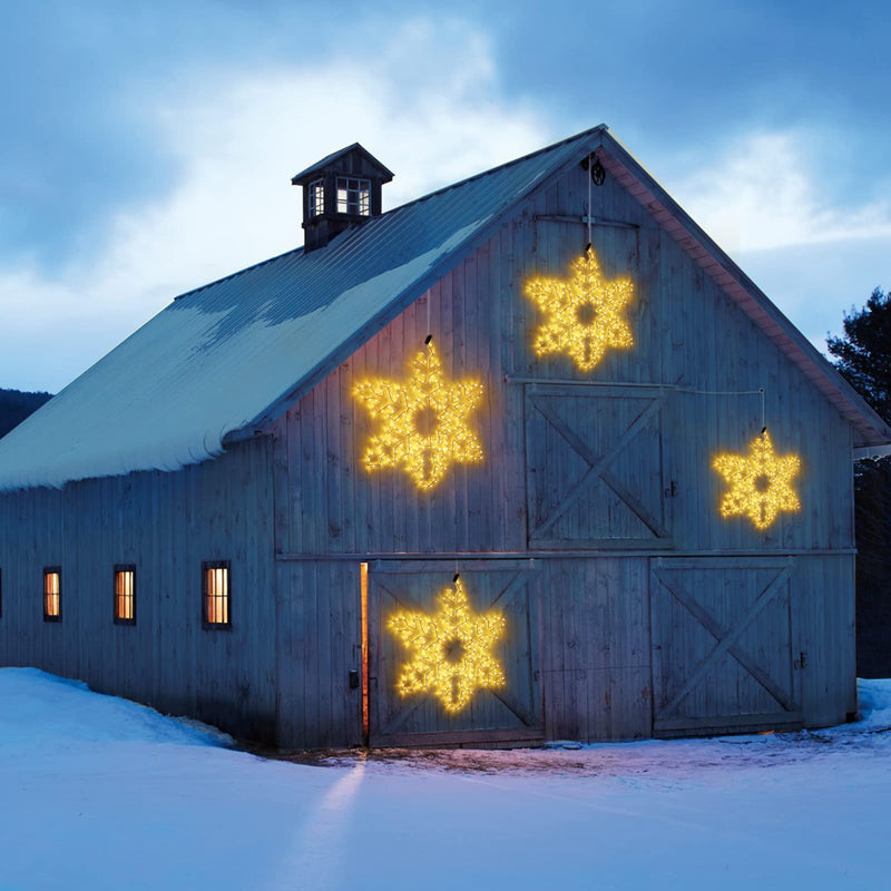 27" Warm White Christmas Snowflake Hanging Lights with Timer