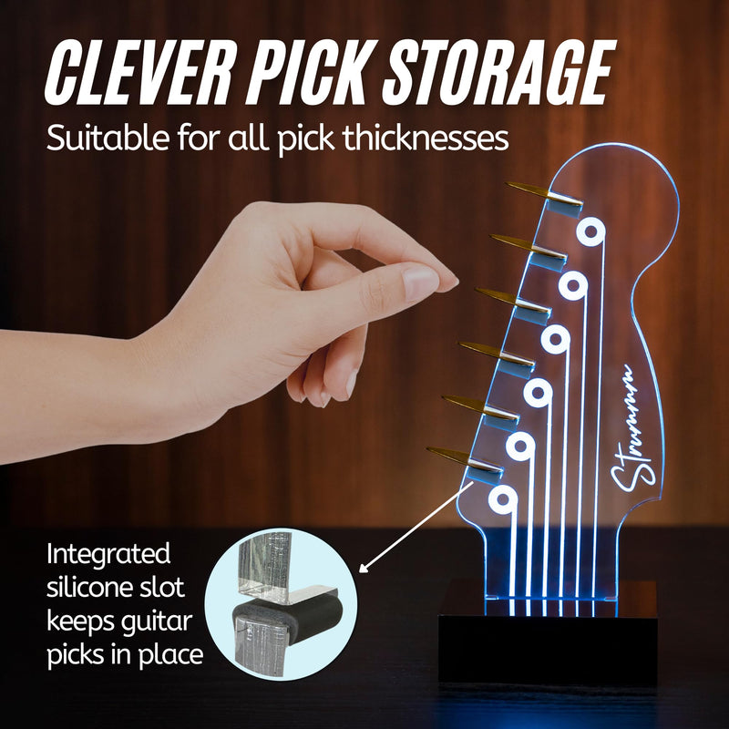 LED Color-Changing Guitar Pick Holder with 7-Color Display