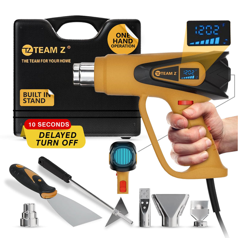 1800W Heavy Duty Heat Gun Kit with LCD Display and 6 Nozzles