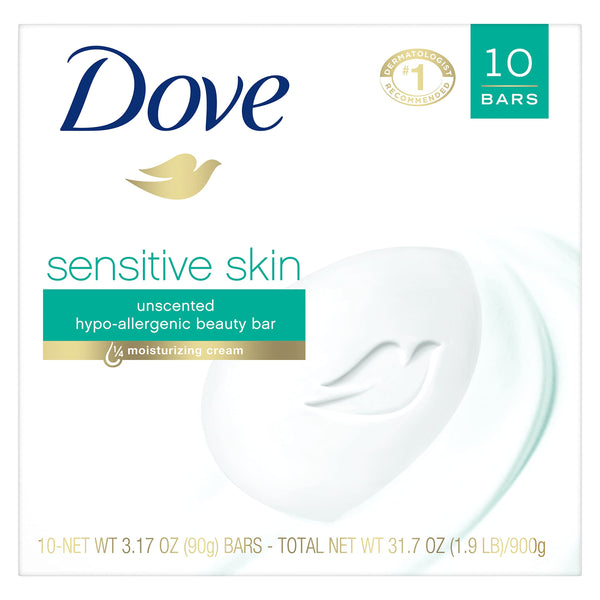 Dove Sensitive Skin Beauty Bar Soap 10 Bars 31.7 Ounce