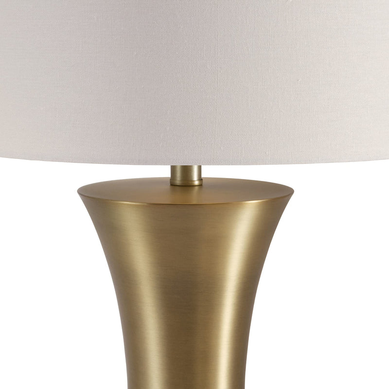 Elegant Henn&hart 24.25 Table Lamp With Linen Shade in Antique Brass