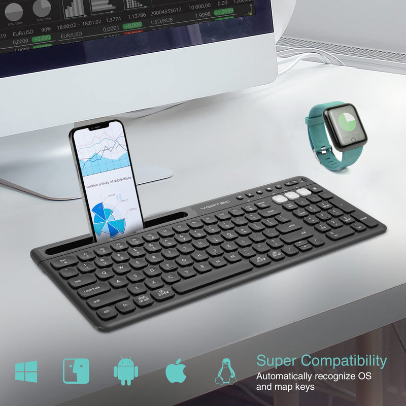 Vortec Multi-Device Bluetooth Keyboard with Phone Holder