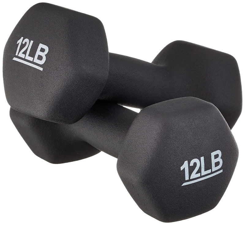 Amazon Basics 12 lb Neoprene Dumbbell Set - Black