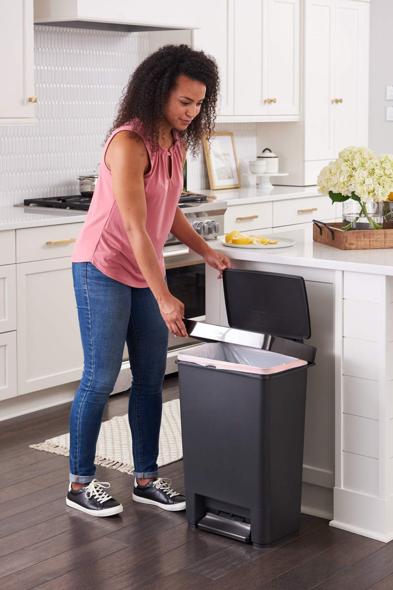 13 Gallon Charcoal Stainless Steel Step-On Trash Can