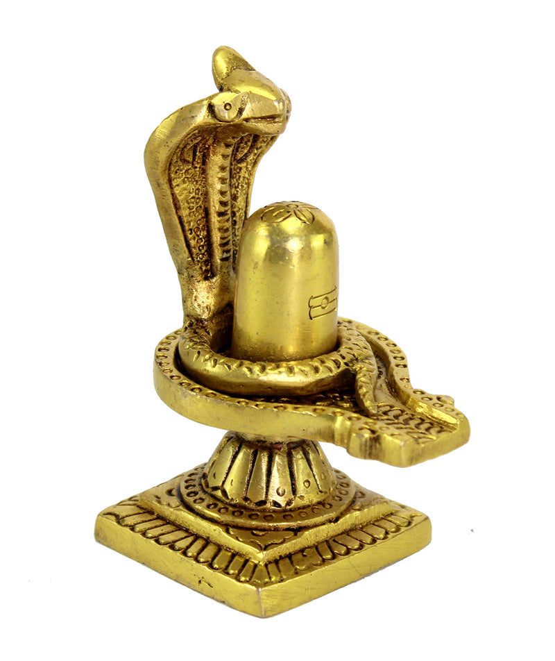 eSplanade Brass Shiv Ling Shiva Lingam with Sheshnaag Statue Idol Murti for Home Temple and Pooja - 4" Inches