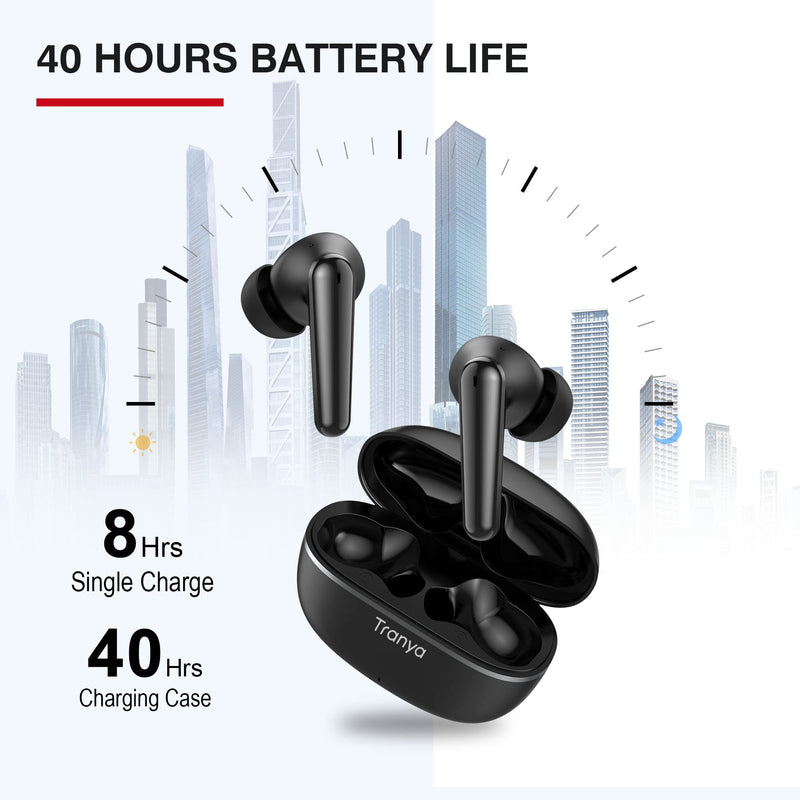 Tranya T30 Wireless Earbuds Immersive Sound 40h Playtime Ipx7 Waterproof