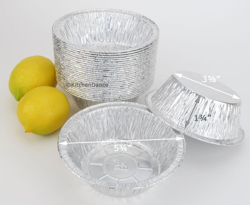 Kitchendance Disposable Aluminum Deep Pie Pans 50 Pack 5.75 Inch Round