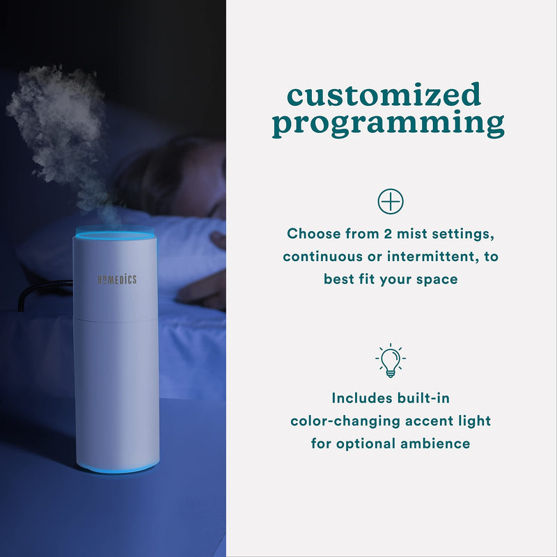 Homedics Portable Cool Mist Humidifier 2 Settings Color Light for Home & Travel