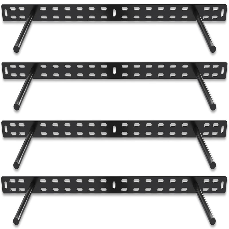 Hungsmart- 4 x 22 inch Heavy Duty Floating Shelf Bracket - Long Wall Shelves Support, Hidden Floating Shelf Hardware, Black Shelf Brackets, Perfect for Kitchen/Nursery/TV Wall Shelf Decor (6 inch rod)