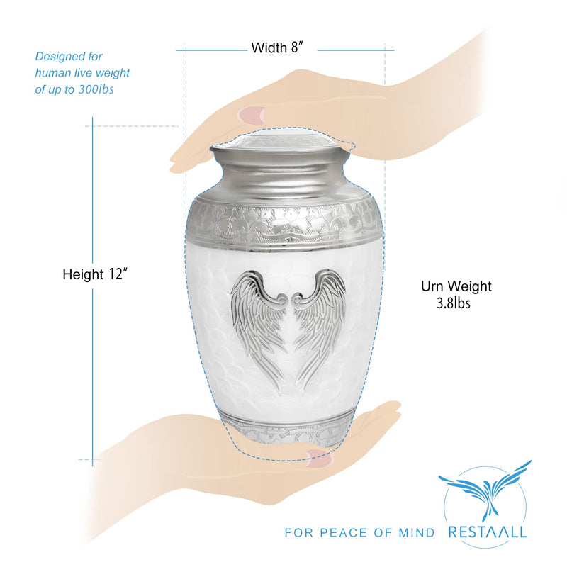 Extra Large White Cremation Urn for Adult Male up to 300 lbs Decorative Restaall