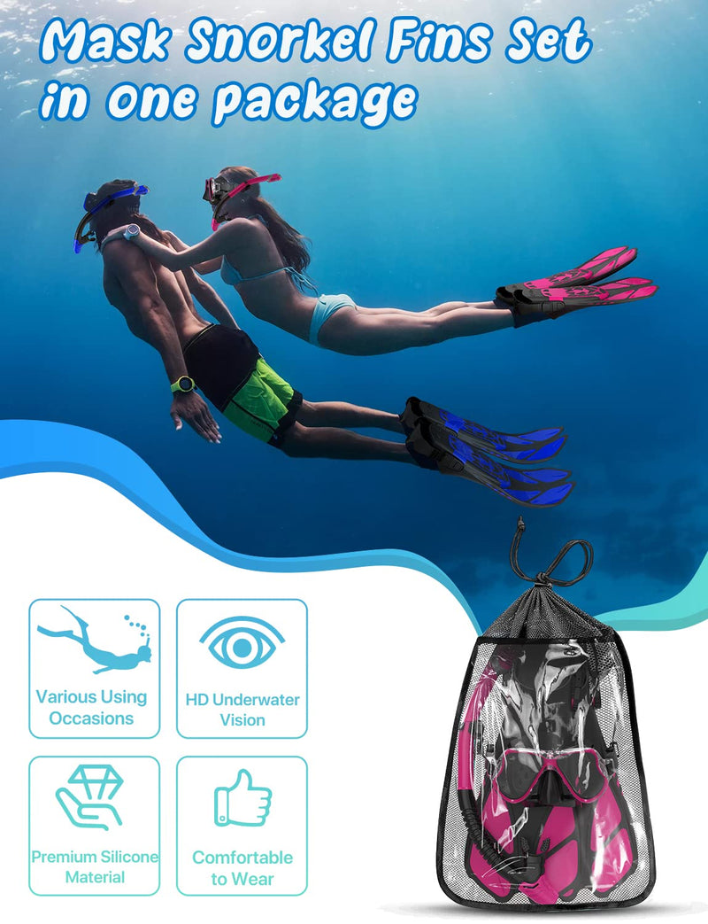 Zenoplige Adult Snorkeling Gear Set with Fins and Mask - Large-X-Large