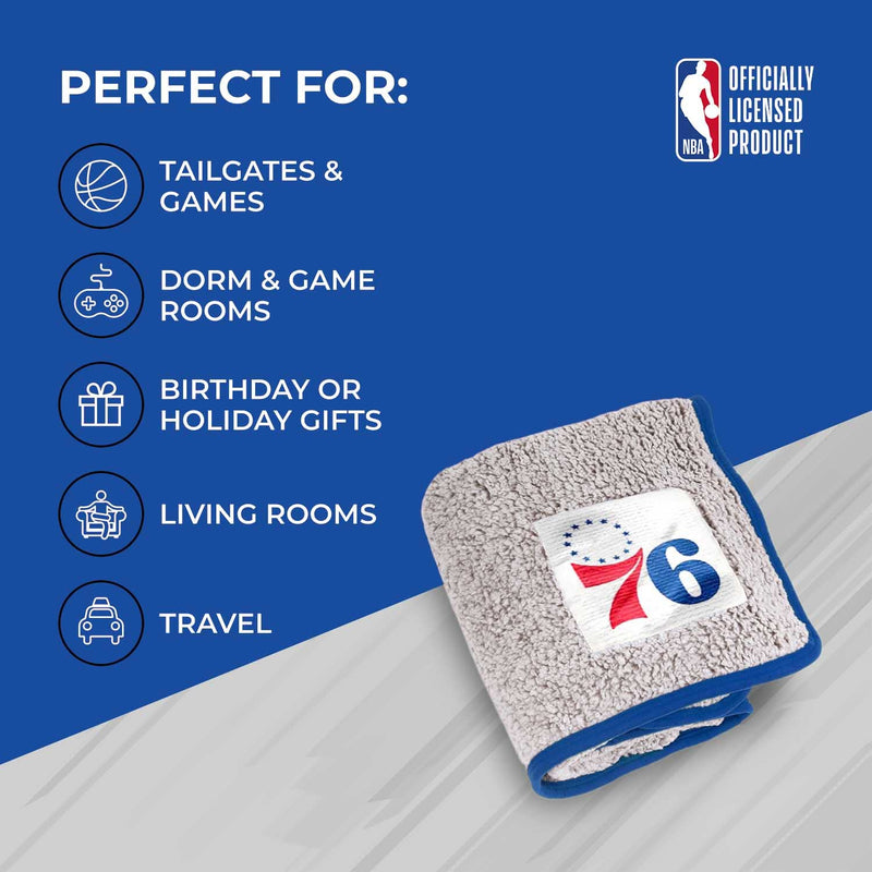 Philadelphia 76ers Two Tone Sherpa Throw Blanket 60" x 50"