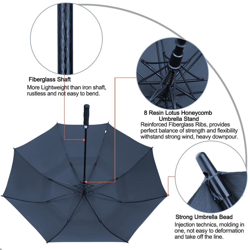 G4Free 68-Inch Double Canopy Windproof Golf Umbrella - Navy