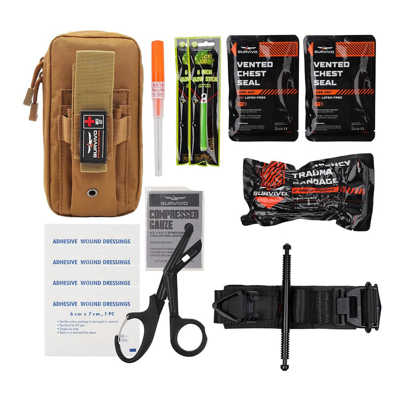 Survival EDC IFAK Trauma Medical Kit with SOF Tourniquet Small